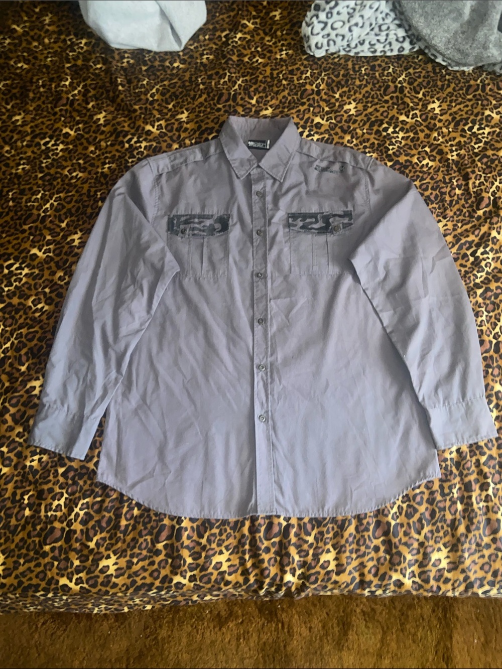 Most Official Seven Men's Light Gray Casual Button-Down Shirt